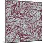 Floral Vintage Monochrome Doodle Pattern with Abstract Feathers-tairen-Mounted Art Print