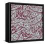 Floral Vintage Monochrome Doodle Pattern with Abstract Feathers-tairen-Framed Stretched Canvas