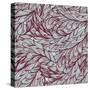 Floral Vintage Monochrome Doodle Pattern with Abstract Feathers-tairen-Stretched Canvas