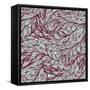 Floral Vintage Monochrome Doodle Pattern with Abstract Feathers-tairen-Framed Stretched Canvas