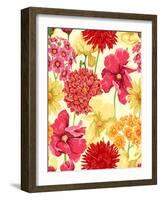 Floral Wallpaper in Watercolor Style-hoverfly-Framed Art Print