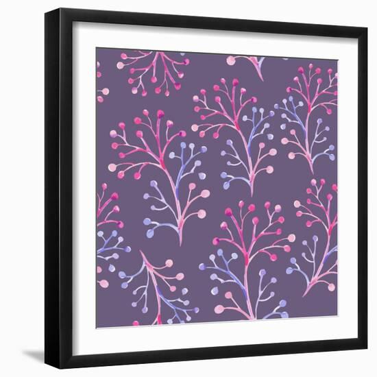 Floral Watercolor Seamless Pattern-Lemuna-Framed Art Print