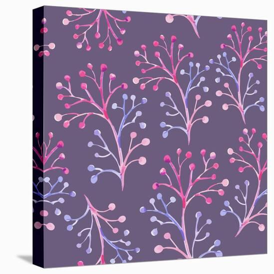 Floral Watercolor Seamless Pattern-Lemuna-Stretched Canvas