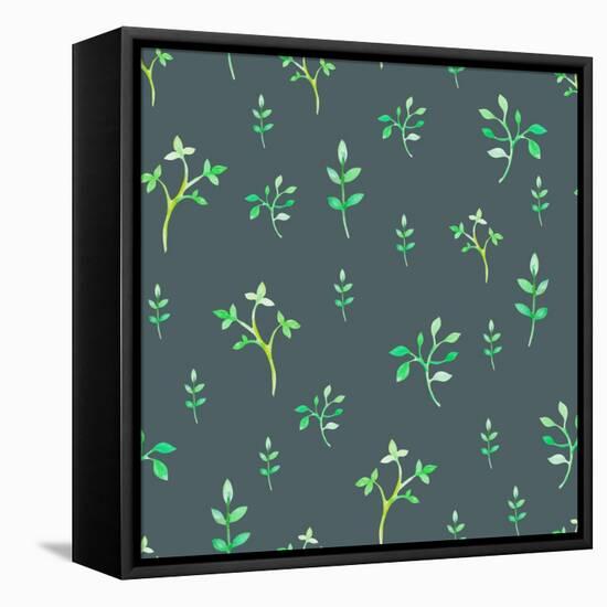 Floral Watercolor Seamless Pattern-Lemuna-Framed Stretched Canvas