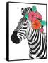 Floral Zebra-OnRei-Framed Stretched Canvas