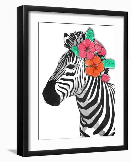 Floral Zebra-OnRei-Framed Art Print