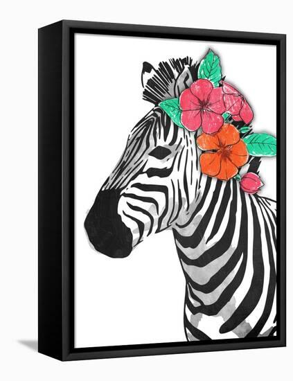Floral Zebra-OnRei-Framed Stretched Canvas