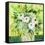 Florals On Green 1-Vicki McArdle Art-Framed Stretched Canvas