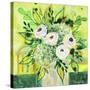 Florals On Green 1-Vicki McArdle Art-Stretched Canvas