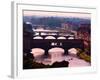 Florence, Florence Province, Tuscany, Italy. View to bridges across Arno river. Ponte Vecchio in...-null-Framed Photographic Print