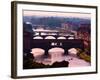 Florence, Florence Province, Tuscany, Italy. View to bridges across Arno river. Ponte Vecchio in...-null-Framed Photographic Print