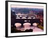 Florence, Florence Province, Tuscany, Italy. View to bridges across Arno river. Ponte Vecchio in...-null-Framed Photographic Print