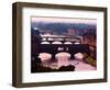 Florence, Florence Province, Tuscany, Italy. View to bridges across Arno river. Ponte Vecchio in...-null-Framed Photographic Print