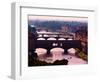 Florence, Florence Province, Tuscany, Italy. View to bridges across Arno river. Ponte Vecchio in...-null-Framed Photographic Print