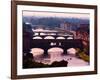 Florence, Florence Province, Tuscany, Italy. View to bridges across Arno river. Ponte Vecchio in...-null-Framed Photographic Print