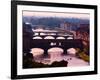 Florence, Florence Province, Tuscany, Italy. View to bridges across Arno river. Ponte Vecchio in...-null-Framed Photographic Print