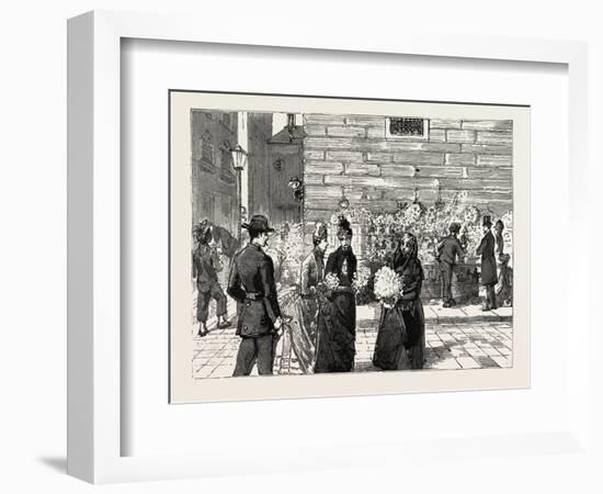Florence, Italy, a Flower Stall at the Corner of the Strozzi Palace, Via Tornabuoni, 1888-null-Framed Giclee Print