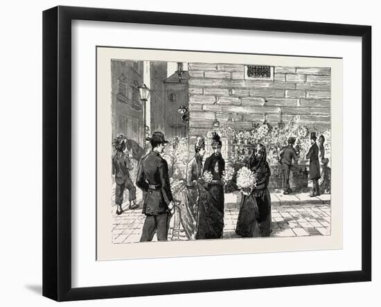 Florence, Italy, a Flower Stall at the Corner of the Strozzi Palace, Via Tornabuoni, 1888-null-Framed Giclee Print