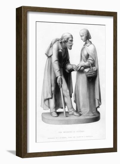Florence Nightingale (1820-191) Tending to a Wounded Man at Scutari, Turkey, 19th Century-JH Baker-Framed Giclee Print