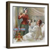 Florence Nightingale Attends To Patients In The Crimea For The British Red Cross-null-Framed Art Print