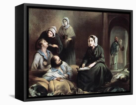 Florence Nightingale, British Nurse and Hospital Reformer, at Scutari Hospital, Turkey, 1855-Henry Barraud-Framed Stretched Canvas