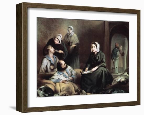 Florence Nightingale, British Nurse and Hospital Reformer, at Scutari Hospital, Turkey, 1855-Henry Barraud-Framed Giclee Print