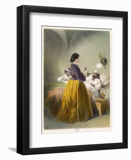 Florence Nightingale in Scutari, Florence Nightingale Attends a Patient-null-Framed Art Print