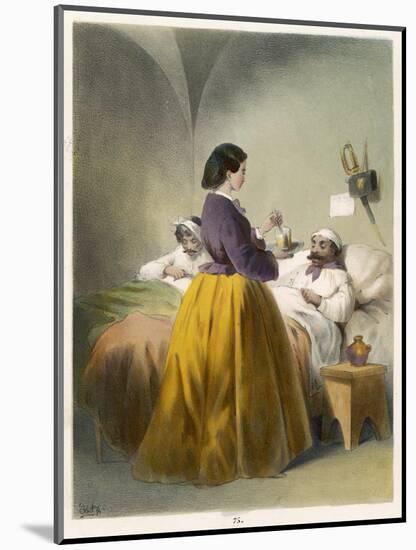 Florence Nightingale in Scutari, Florence Nightingale Attends a Patient-null-Mounted Art Print