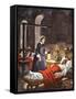 Florence Nightingale. The Lady with the Lamp, Visiting the Sick Soldiers in Hospital-Peter Jackson-Framed Stretched Canvas