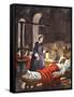 Florence Nightingale. The Lady with the Lamp, Visiting the Sick Soldiers in Hospital-Peter Jackson-Framed Stretched Canvas