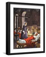 Florence Nightingale. The Lady with the Lamp, Visiting the Sick Soldiers in Hospital-Peter Jackson-Framed Giclee Print