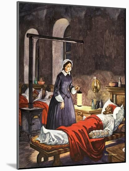 Florence Nightingale. The Lady with the Lamp, Visiting the Sick Soldiers in Hospital-Peter Jackson-Mounted Giclee Print