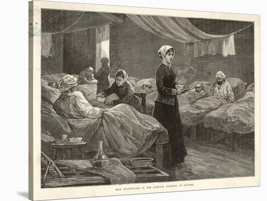 Florence Nightingale Walks Between the Rows of Beds in the Barrack Hospital-Henry Roberts-Stretched Canvas