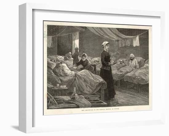 Florence Nightingale Walks Between the Rows of Beds in the Barrack Hospital-Henry Roberts-Framed Art Print