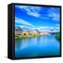 Florence or Firenze Arno River Landscape. Tuscany, Italy.-stevanzz-Framed Stretched Canvas