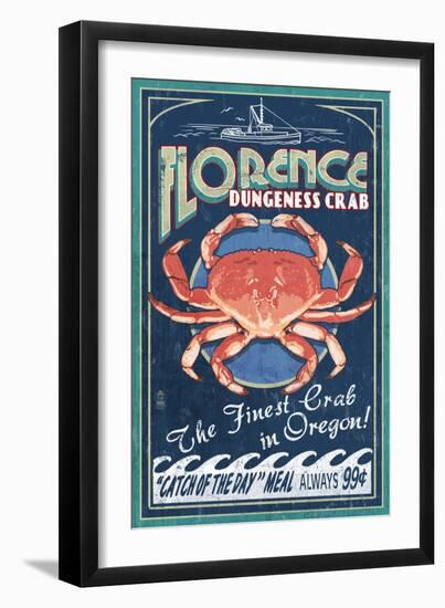 Florence, Oregon - Dungeness Crab-Lantern Press-Framed Art Print