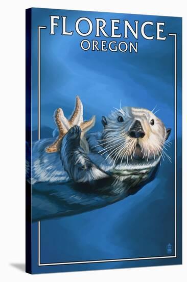 Florence, Oregon - Sea Otter-Lantern Press-Stretched Canvas