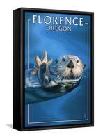 Florence, Oregon - Sea Otter-Lantern Press-Framed Stretched Canvas