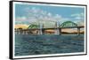 Florence, Oregon - View of the Siuslaw River Bridge-Lantern Press-Framed Stretched Canvas