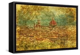 Florence - Retro Style Picture-standa_art-Framed Stretched Canvas