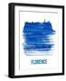 Florence Skyline Brush Stroke - Blue-NaxArt-Framed Art Print