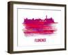 Florence Skyline Brush Stroke - Red-NaxArt-Framed Art Print