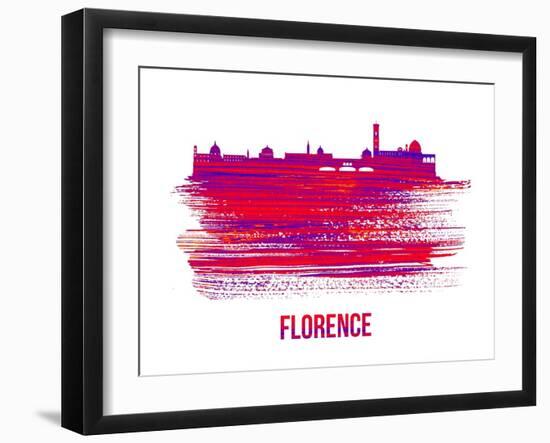 Florence Skyline Brush Stroke - Red-NaxArt-Framed Art Print