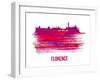 Florence Skyline Brush Stroke - Red-NaxArt-Framed Art Print