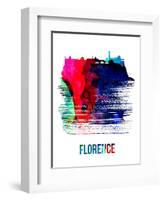 Florence Skyline Brush Stroke - Watercolor-NaxArt-Framed Art Print