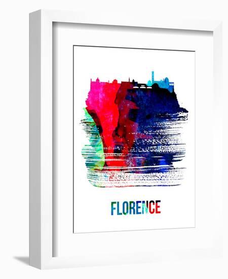 Florence Skyline Brush Stroke - Watercolor-NaxArt-Framed Art Print