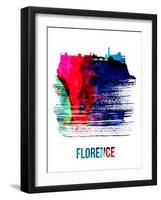 Florence Skyline Brush Stroke - Watercolor-NaxArt-Framed Art Print