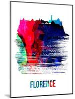 Florence Skyline Brush Stroke - Watercolor-NaxArt-Mounted Art Print