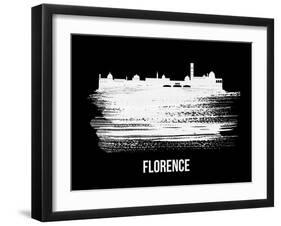 Florence Skyline Brush Stroke - White-NaxArt-Framed Art Print