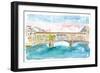Florence Tuscany Ponte Vecchio At Sunset-M. Bleichner-Framed Premium Giclee Print